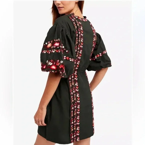FREE PEOPLE Havana Asymmetrical Embroidered Peasant Dress
